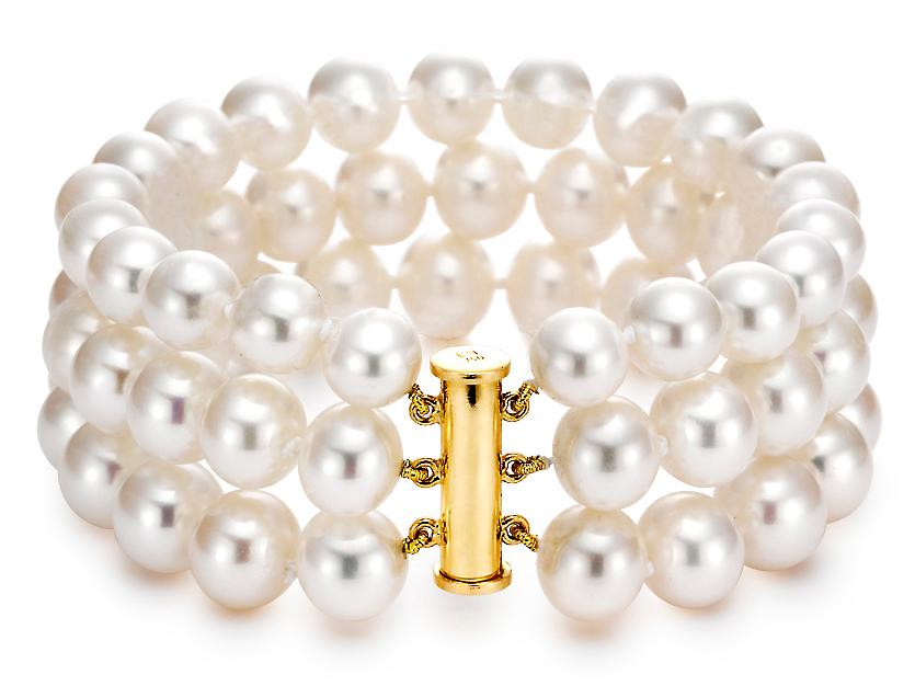 Classic Three Row Pearl Bracelet