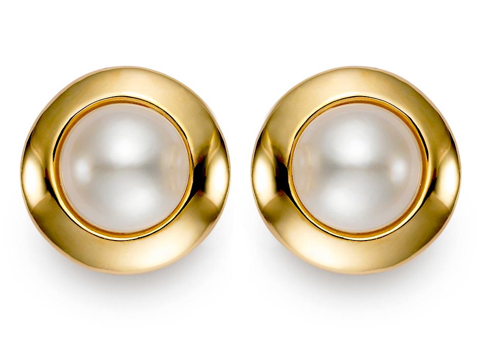 Bezel Mabe Pearl Earrings