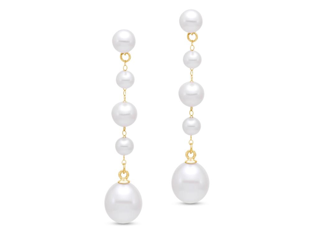 Rosary-Style Pearl Drop Earrings