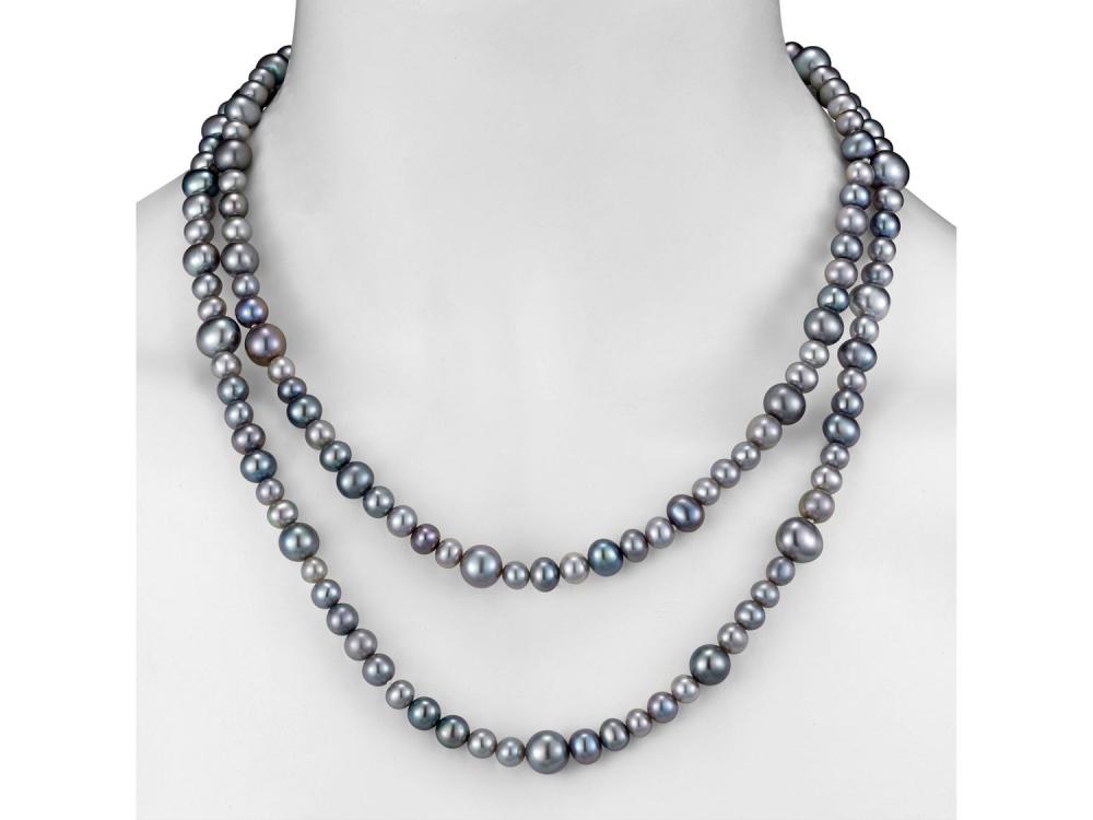 Endless Style Grey Popcorn Pearl Strand Necklace