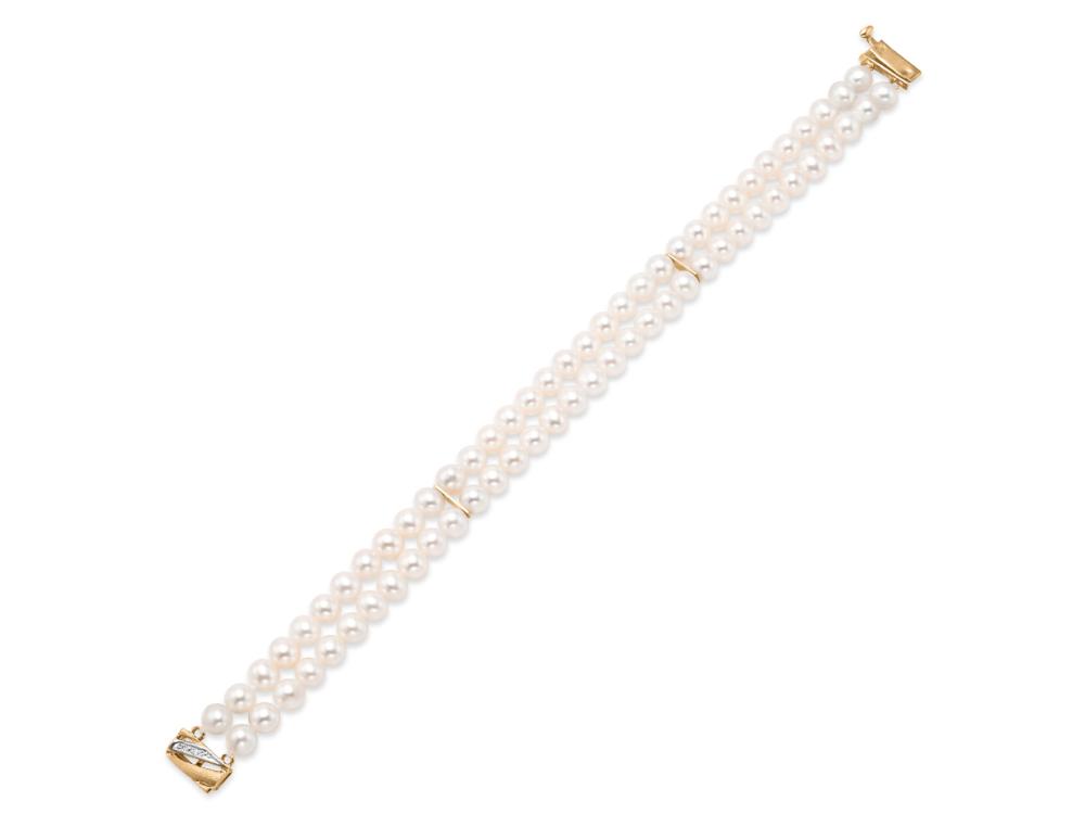 Two Row Twister Pearl Strand Bracelet
