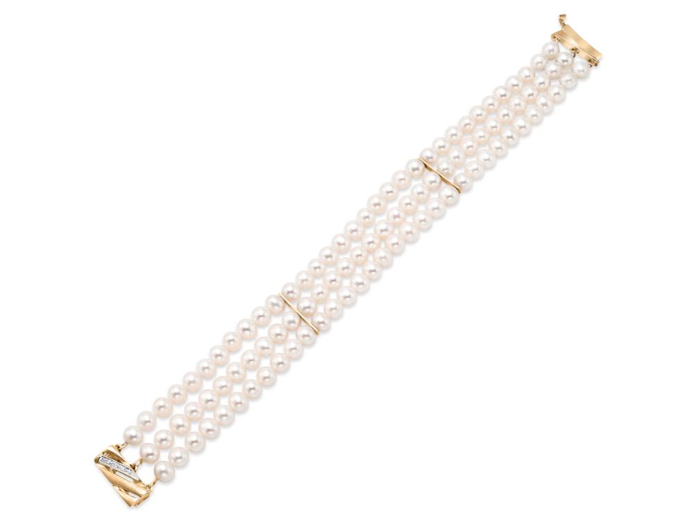 Three Row Twister Pearl Strand Bracelet